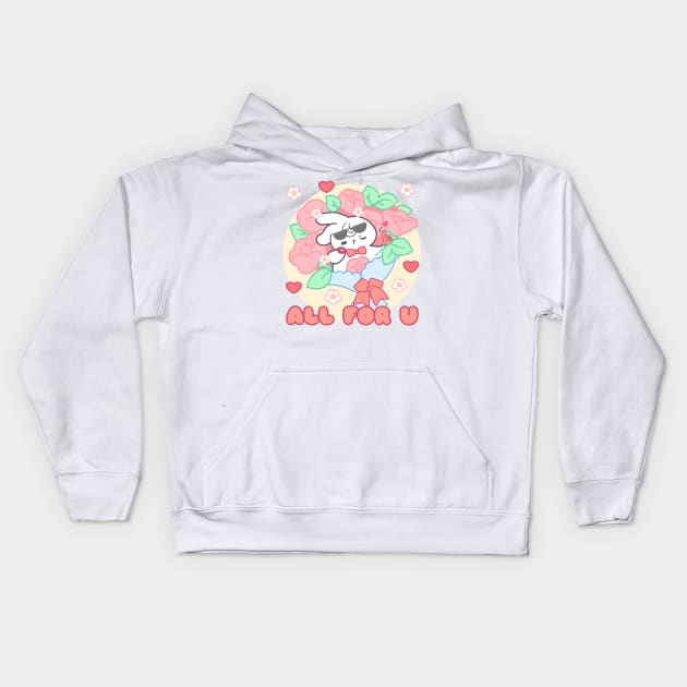 Cute Bunny : All For You Kids Hoodie by LoppiTokki